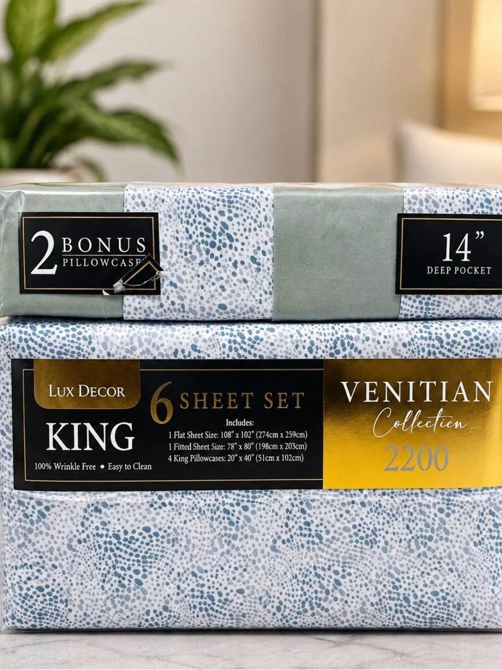 Venetian Collection King 6-Piece Sheet Set in Light Blue